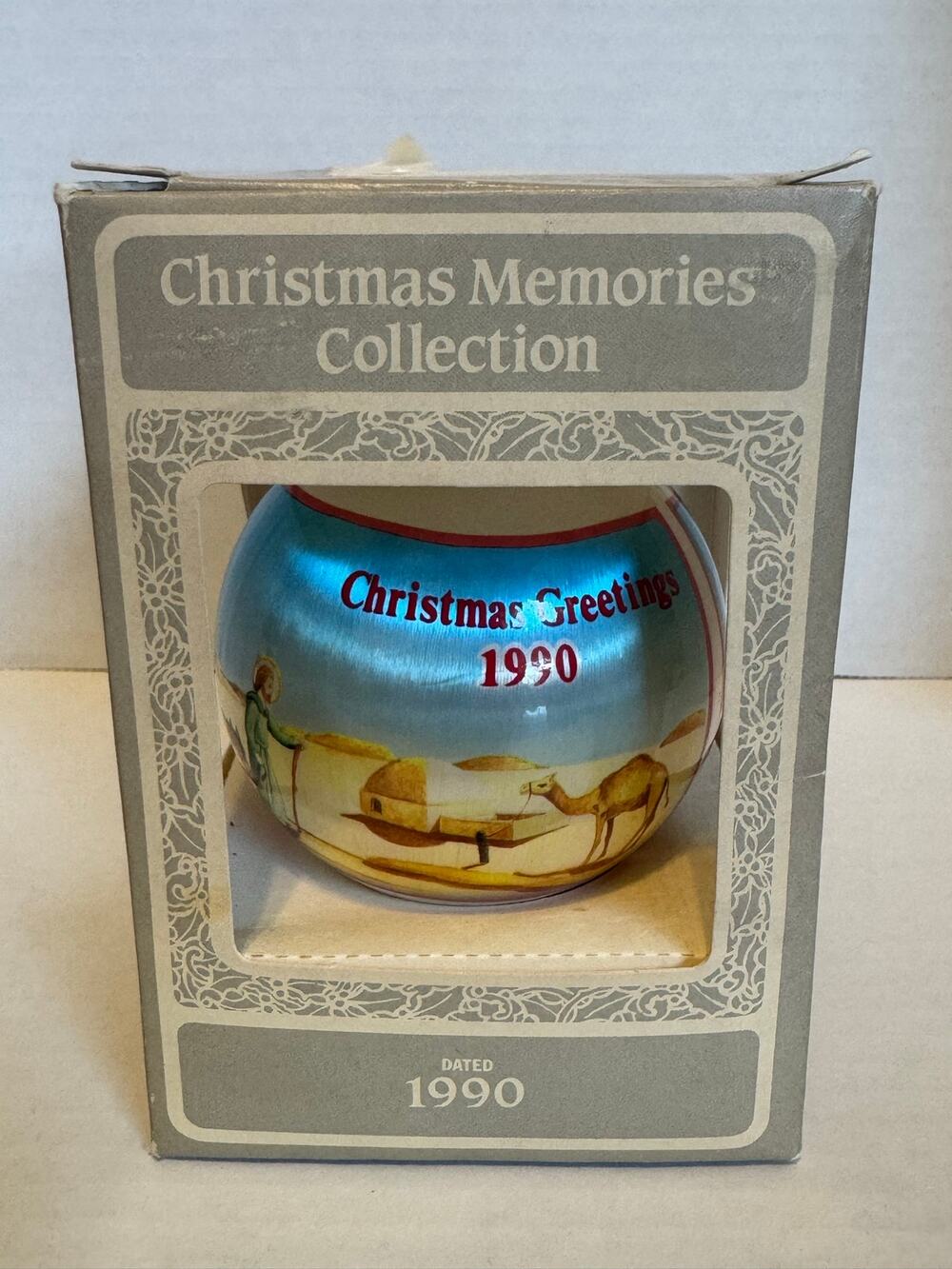 Vintage 1990 Christmas Memories Collection Ornament Christmas Greetings Box